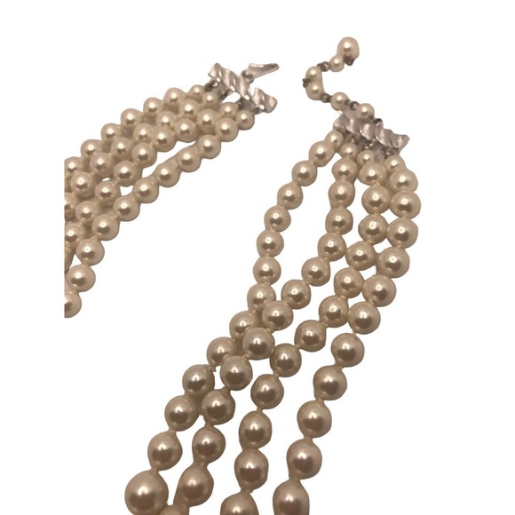 Vintage Classic 4 Strand Faux Pearl Statement Japan Necklace - Picture 2 of 4